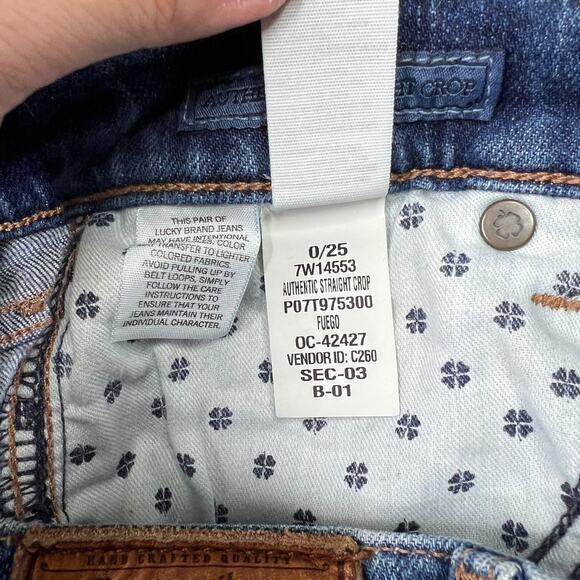 Lucky Brand Mid Rise Authentic Straight Crop Denim Jeans Dark Wash Womens 0 / 25 - Picture 9 of 9